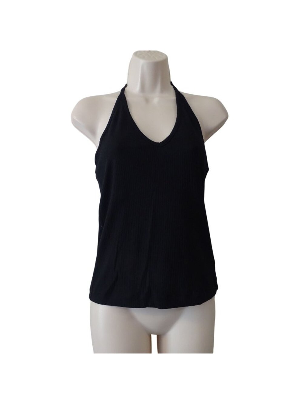 Old Navy Ribbed Black Halter Tank Top Sleeveless Women Size L Summer Vacation